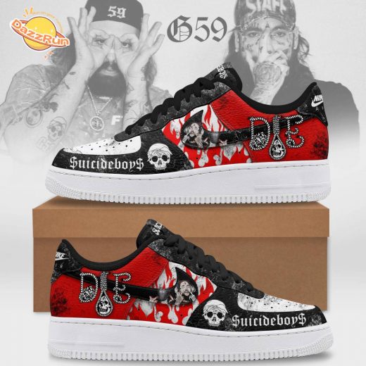 $uicideboy$ Red Flame Custom Air Force 1 – Gothic Rap Skull Sneakers