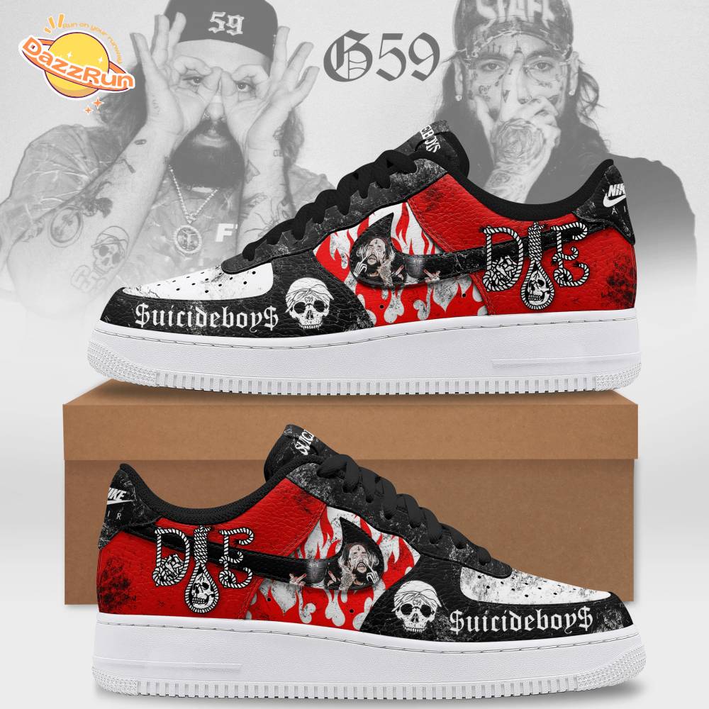 $uicideboy$ Red Flame Custom Air Force 1 – Gothic Rap Skull Sneakers $uicideboy$ Red Flame Custom Air Force 1 – Gothic Rap Skull Sneakers