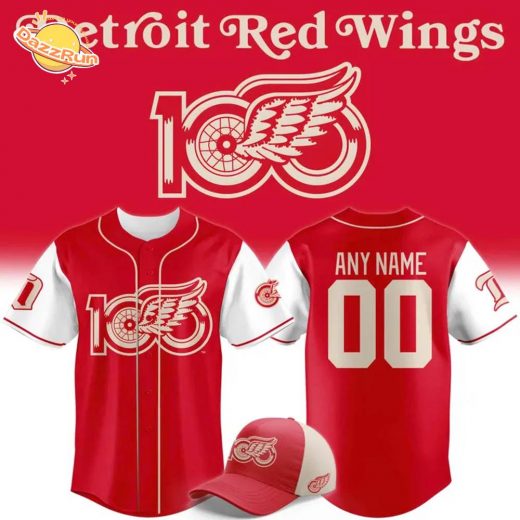 Detroit Red Wings 100 YEARS OF HOCKEYTOWN Baseball Jersey