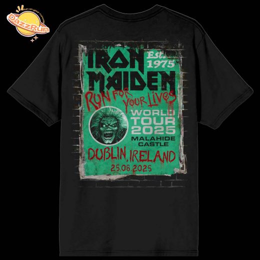 Iron Maiden Run For Your Lives 2025 Tour Dublin Tshirt