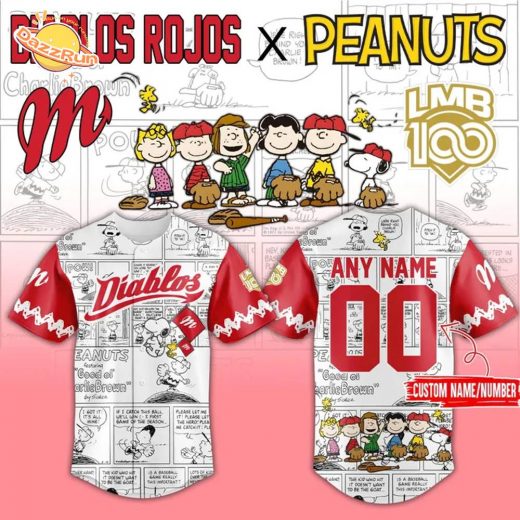 Limited Edition Diablos Rojos del Mexico x Peanuts Baseball Jersey 2025