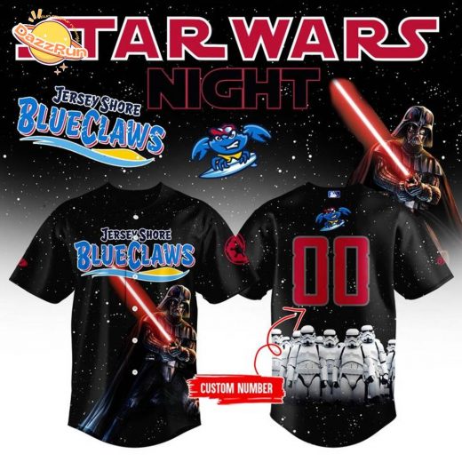Limited Edition Jersey Shore BlueClaws x Star War 2025 Baseball Jersey