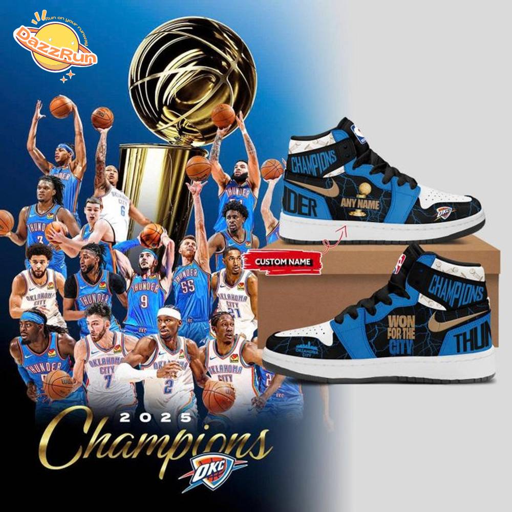 Limited Edition OKC THUNDER 2025 NBA CHAMPIONS AJ1 Nike CusTom Name Sneaker Limited Edition OKC THUNDER 2025 NBA CHAMPIONS AJ1 Nike CusTom Name Sneaker