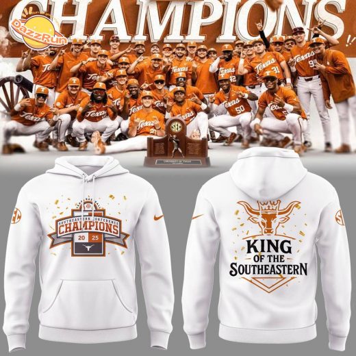 Limited Edition Texas Baseball x Southeastern Conference Champion 2025 White Hoodie