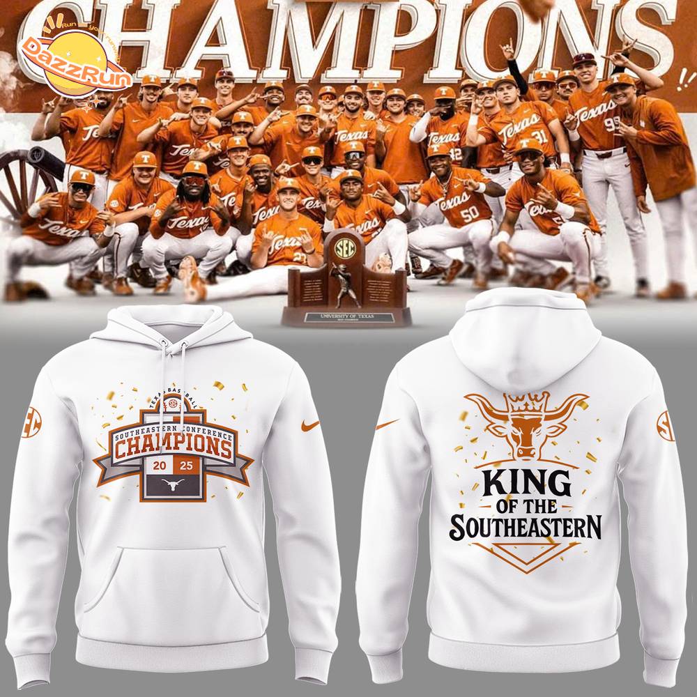 Limited Edition Texas Baseball x Southeastern Conference Champion 2025 White Hoodie Limited Edition Texas Baseball x Southeastern Conference Champion 2025 White Hoodie