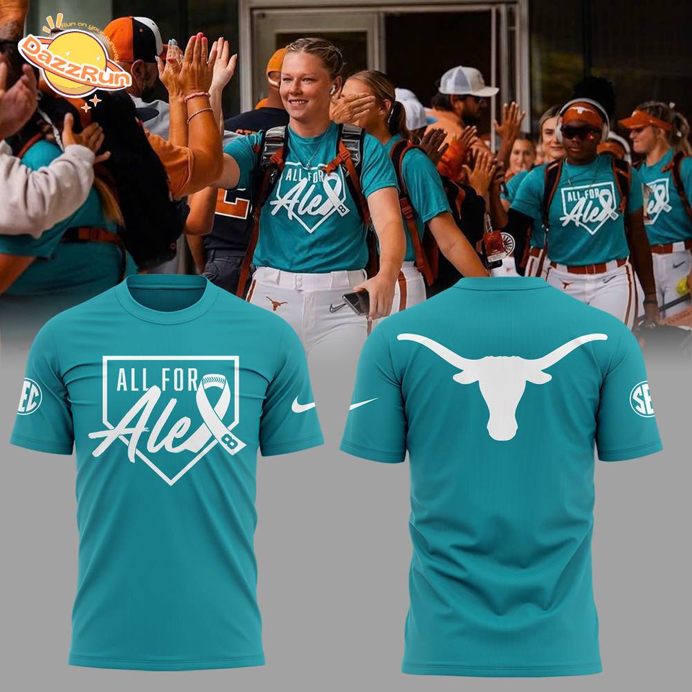 Limited Edition Texas Softball ‘All For Alex’ 2025 Blue Tshirt Limited Edition Texas Softball ‘All For Alex’ 2025 Blue Tshirt