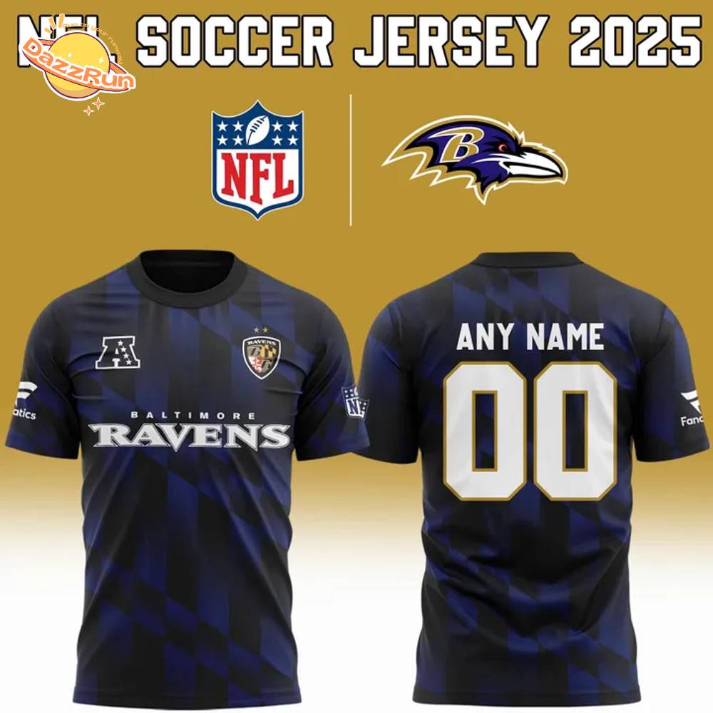 Ravens NFL 2025 "Football x Football" Soccer Shirt- Custom Ravens NFL 2025 "Football x Football" Soccer Shirt- Custom