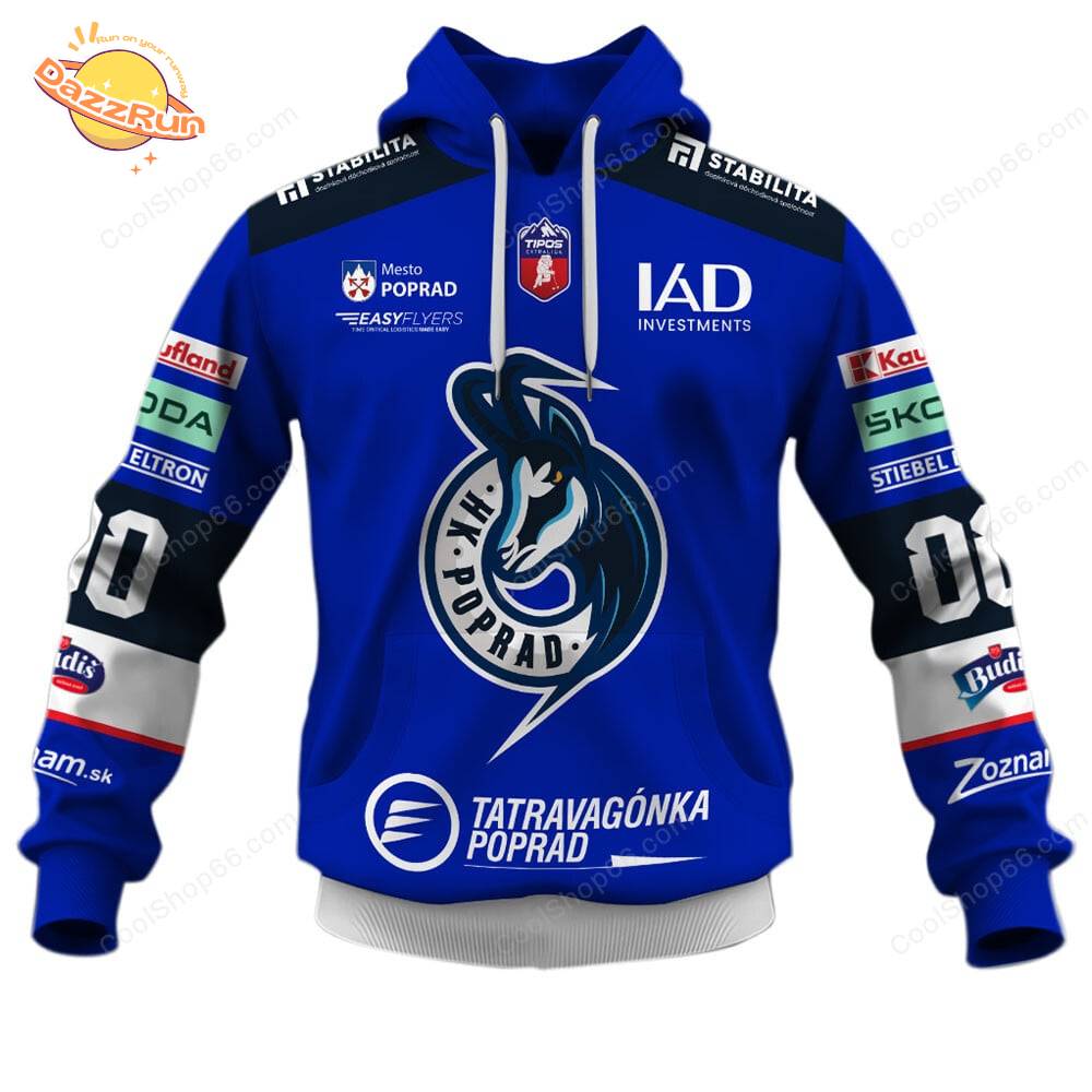 Slovak Extraliga HK Poprad Jersey Style Hoodie Slovak Extraliga HK Poprad Jersey Style Hoodie