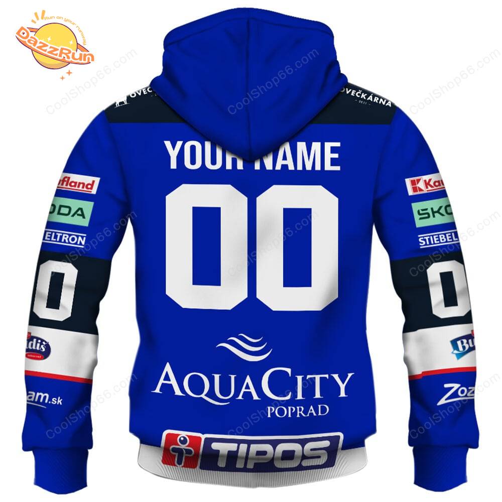 Slovak Extraliga HK Poprad Jersey Style Hoodie Slovak Extraliga HK Poprad Jersey Style Hoodie