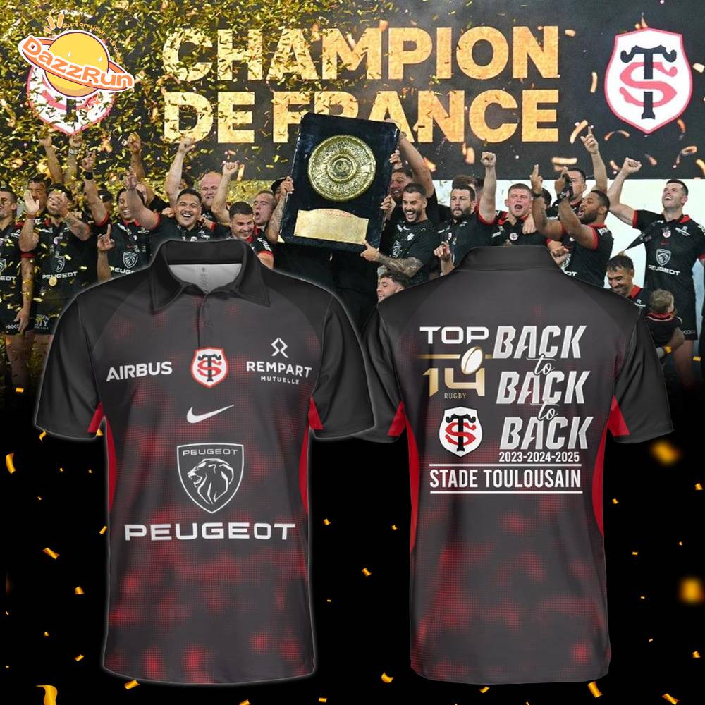 Stade Toulousain Champions 2025 Back To Back To Back Polo Shirt Stade Toulousain Champions 2025 Back To Back To Back Polo Shirt