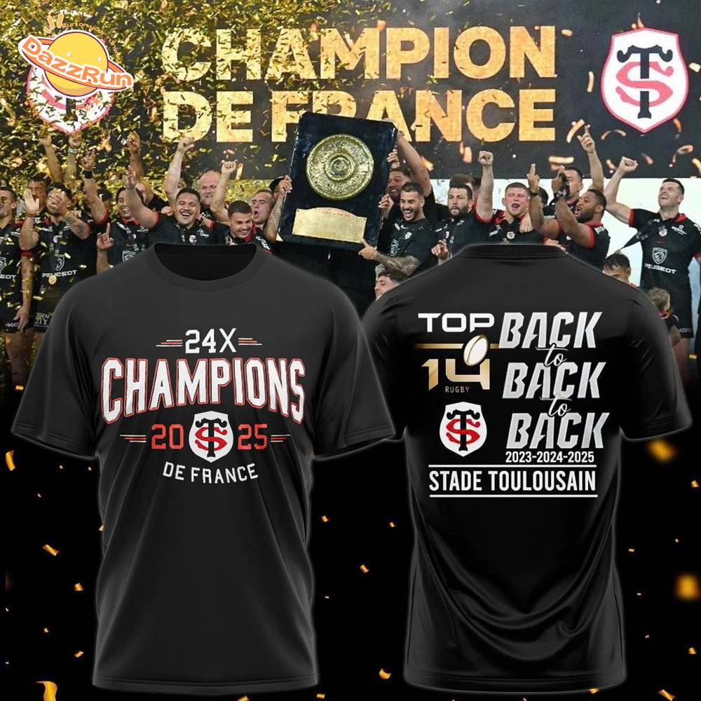 Stade Toulousain Champions 2025 Back to back to back tshirt Stade Toulousain Champions 2025 Back to back to back tshirt