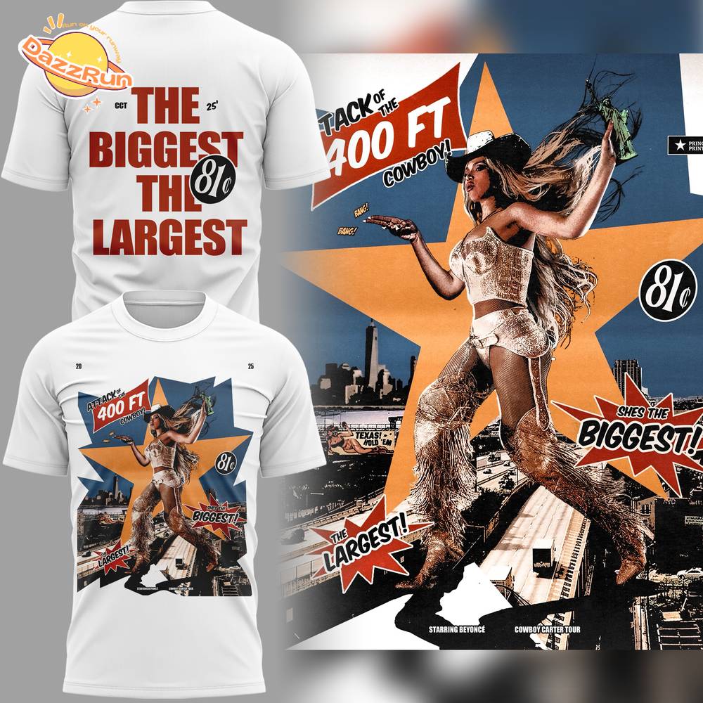 “ATTACK OF THE 400FT COWBOY!” STARRING BEYONCÉ T-White SHIRT “ATTACK OF THE 400FT COWBOY!” STARRING BEYONCÉ T-White SHIRT