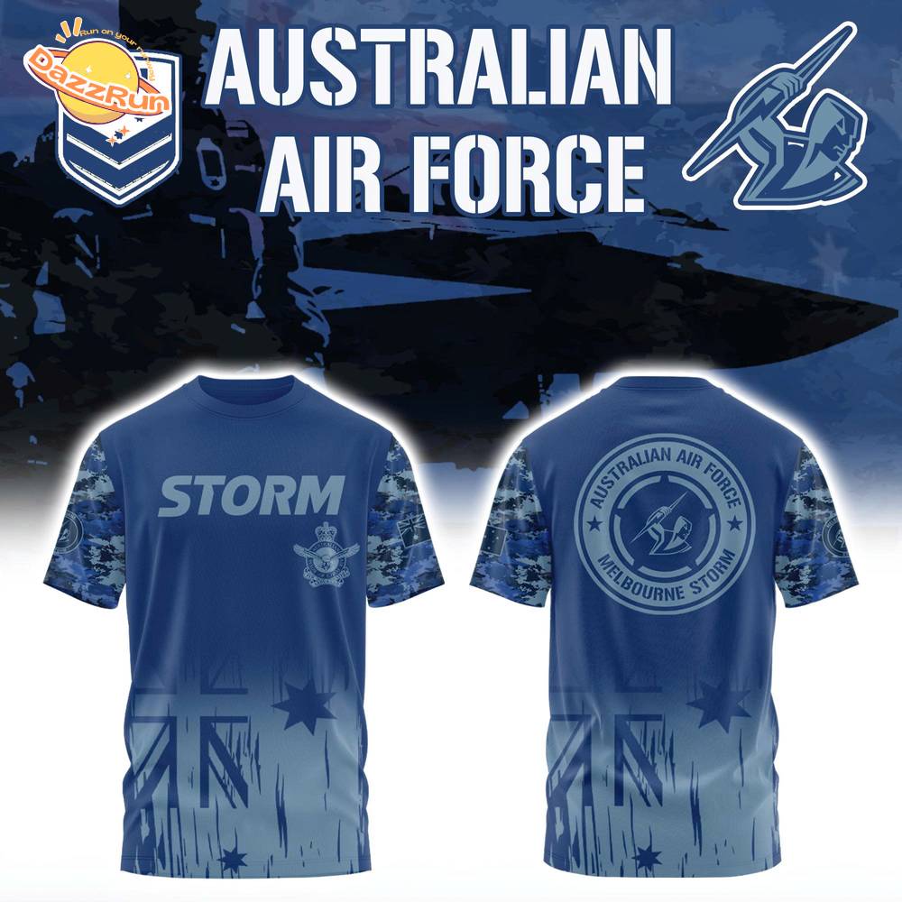 Australian Air Force x Melbourne Storm Combo Tshirt Australian Air Force x Melbourne Storm Combo Tshirt