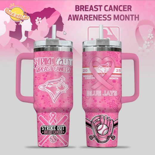 Blue Jays Breast Cancer Awareness Tumbler With Handle
