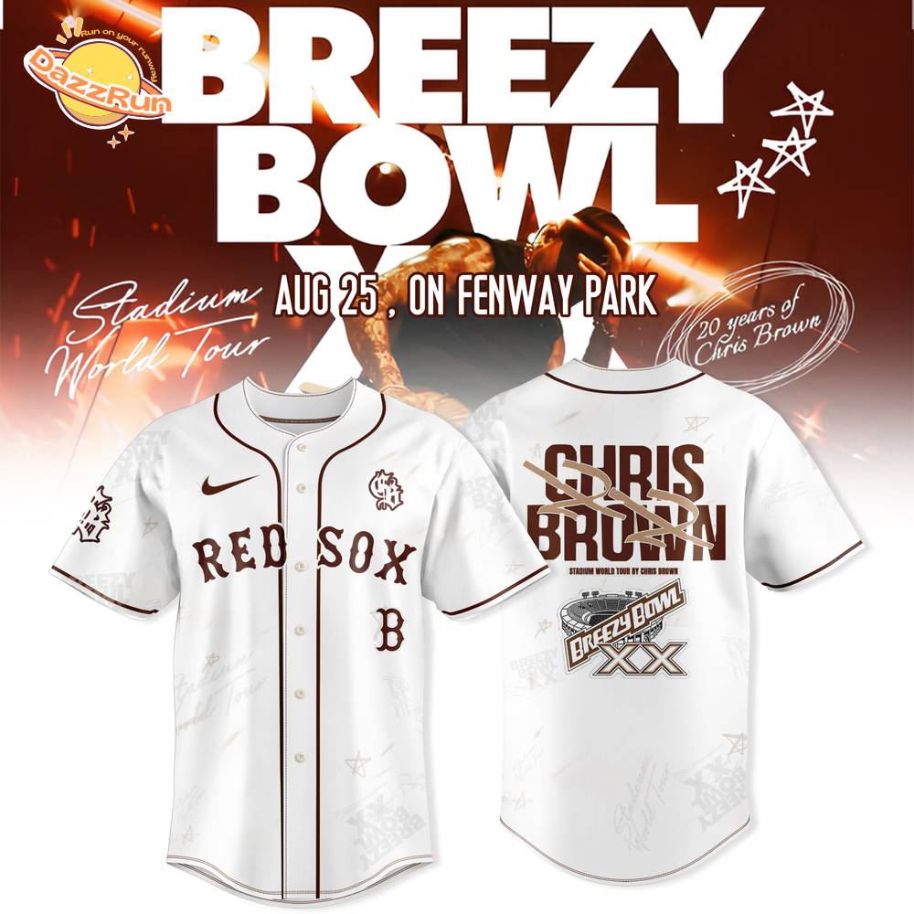 Boston Red Sox x Breezy Bowl XX Tour 2025 white jersey Boston Red Sox x Breezy Bowl XX Tour 2025 white jersey