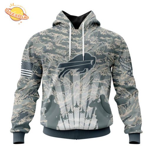 Buffalo Bills Air Force Camo Hoodie – Military Tribute Pullover for NFL Fans