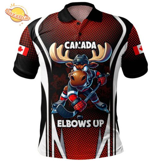 Canada Polo Shirt Fight Ready Moose Canada Hockey Attitude