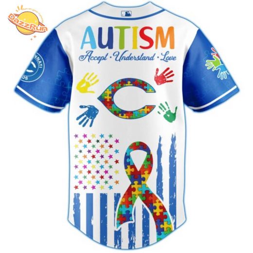 Dazzrun2FCincinnati Reds Special Autism Awareness Month Limited Edition Jersey 3