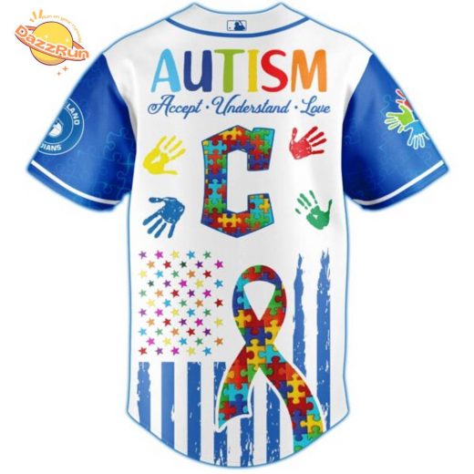 Dazzrun2FCleveland Guardians Special Autism Awareness Month Limited Edition Jersey 3