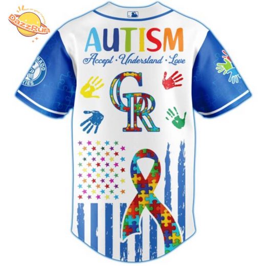 Dazzrun2FColorado Rockies Special Autism Awareness Month Limited Edition Jersey 3
