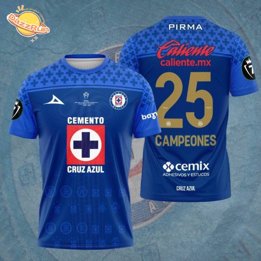 Cruz Azul Football Campeones Concacaf Champions Cup Torneo 2025 3D Tshirt