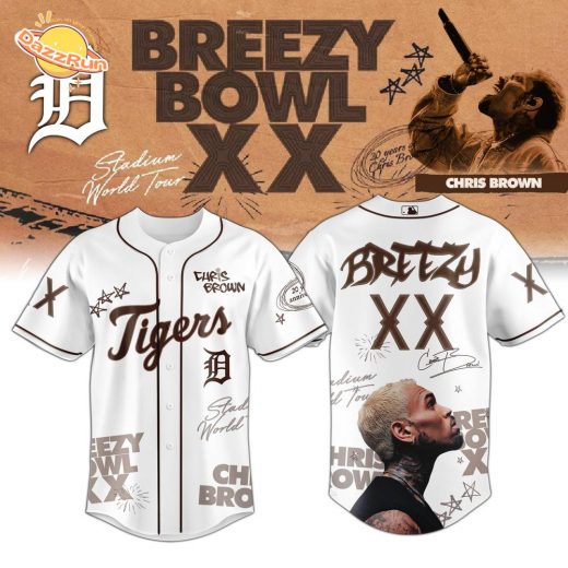 Detroit Tiger x Chris Brown Breezy Bowl XX World Tour 2025 Jersey Editions Limited White