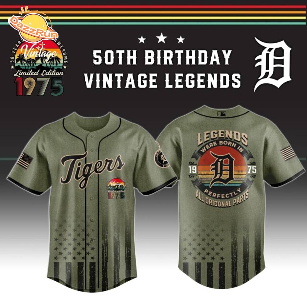 Detroit Tigers x 50th Birthday Vintage Legends Mashup Usa Design Baseball Jersey Detroit Tigers x 50th Birthday Vintage Legends Mashup Usa Design Baseball Jersey