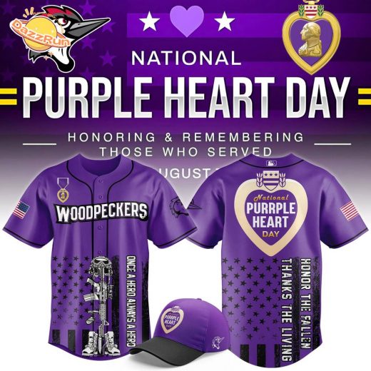Fayetteville Woodpeckers x Purple Heart Day Baseball Jersey