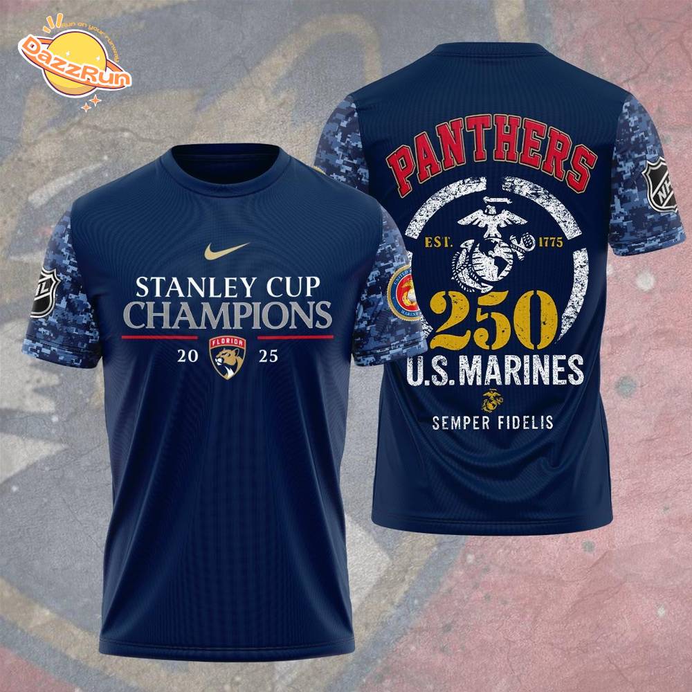 Florida Panthers | Premium U.S.M.C 250 Years Semper Fi 3D Tshirt Florida Panthers | Premium U.S.M.C 250 Years Semper Fi 3D Tshirt