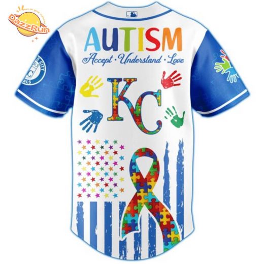 Dazzrun2FKansas City Royals Special Autism Awareness Month Limited Edition Jersey 3