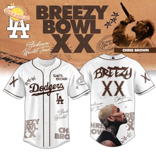 LA Dodgers x Chris Brown Breezy Bowl XX World Tour 2025 Jersey Editions Limited White