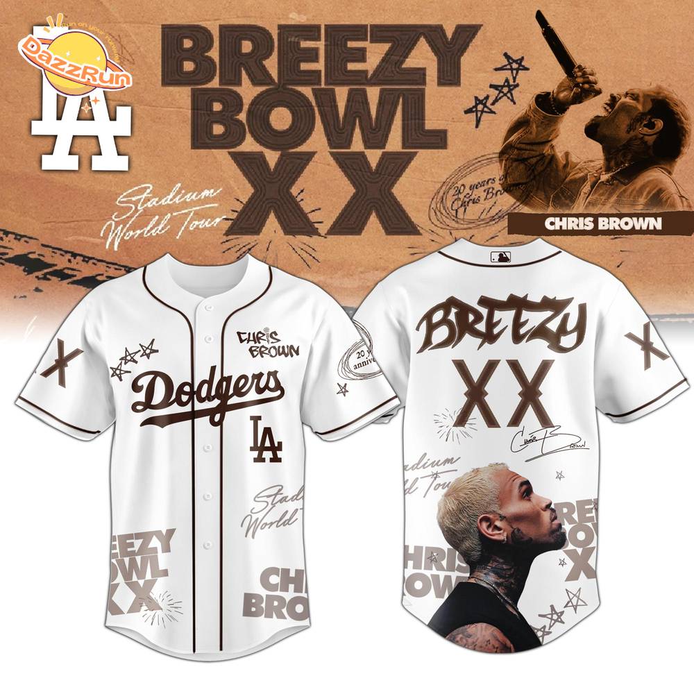 LA Dodgers x Chris Brown Breezy Bowl XX World Tour 2025 Jersey Editions Limited White LA Dodgers x Chris Brown Breezy Bowl XX World Tour 2025 Jersey Editions Limited White
