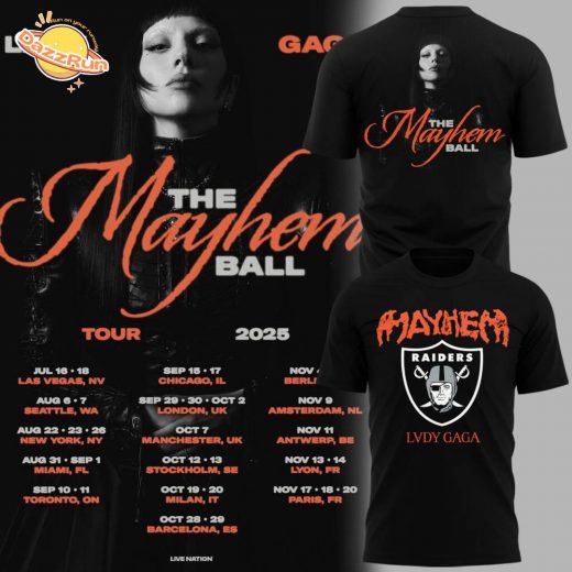 Lady Gaga Las Vegas Raiders The Mayhem Ball Tour 2025 T-Shirt