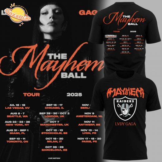 Lady Gaga Las Vegas Raiders The Mayhem Ball Tour 2025 T-Shirt b
