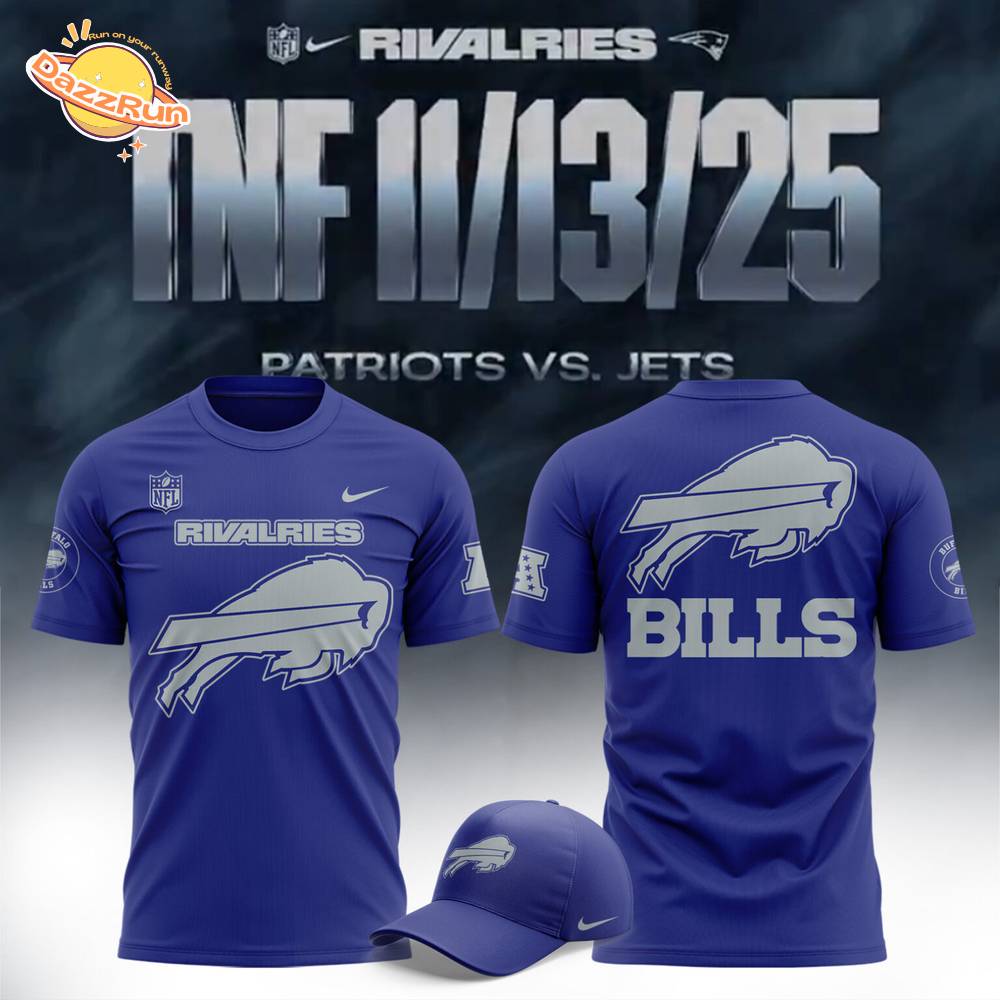 Limited Edition Bills Football Rivalries Teaser Logo Blue TShirt Limited Edition Bills Football Rivalries Teaser Logo Blue TShirt