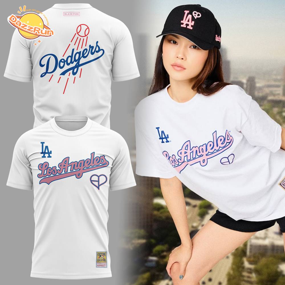 Limited Edition Dodgers x Blackpink 2025 white TShirt Limited Edition Dodgers x Blackpink 2025 white TShirt