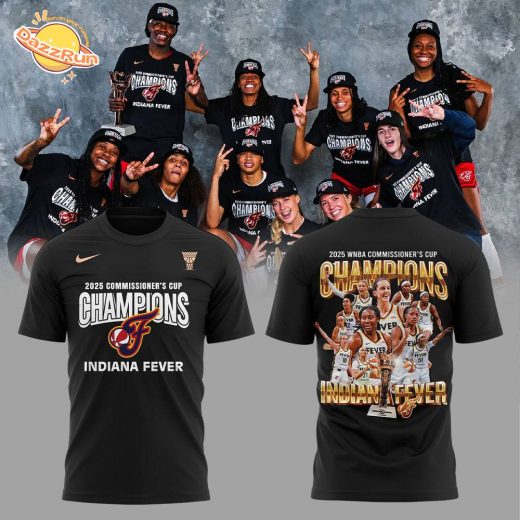 Limited Edition Indiana Fever 2025 WNBA Commissioner’s Cup Champions Black Shirt