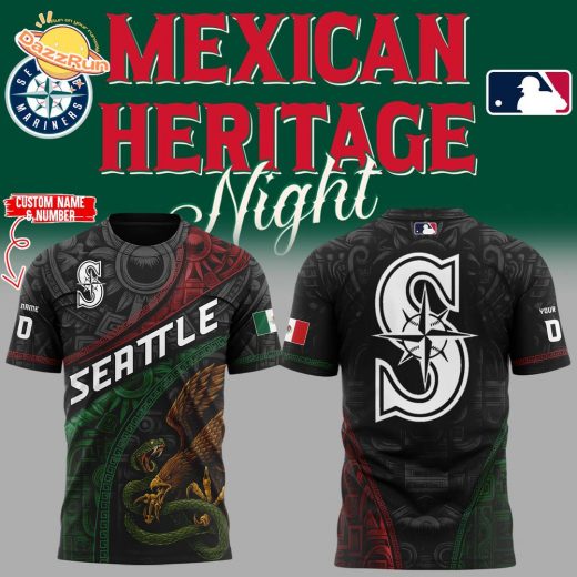 Limited Edition Mariners Baseball Mexican Heritage Night Black TShirt