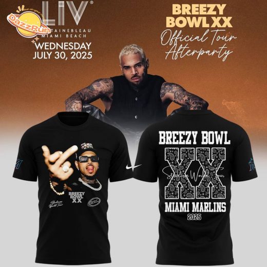 Limited Edition Miami Marlins x Chris Brown·Breezy Bowl XX 2025 Tshirt