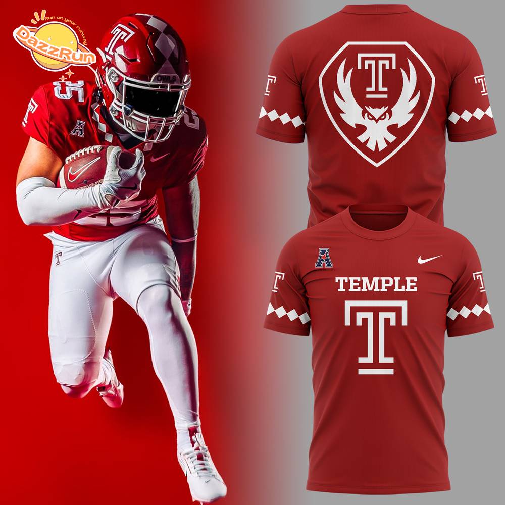 Limited Edition Temple Owls 2025 Red TShirt Limited Edition Temple Owls 2025 Red TShirt