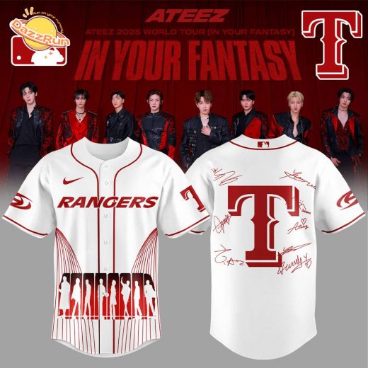 Limited Edition Texas Rangers ATEEZ World Tour Signature White Jersey