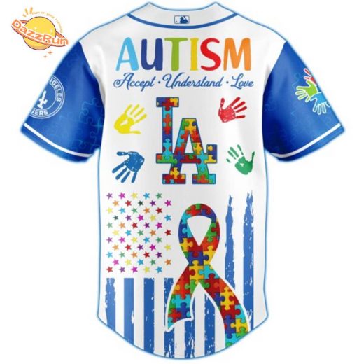 Dazzrun2FLos Angeles Dodgers Special Autism Awareness Month Limited Edition Jersey 3