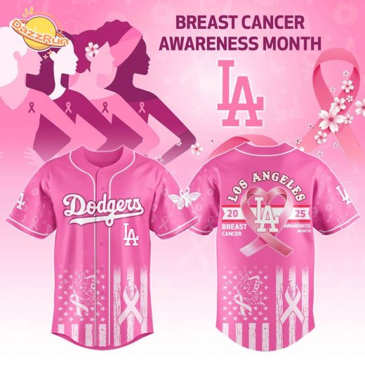 Los Angeles Dodgers x Breast Cancer Awareness Month-3D Baseball Jersey