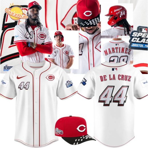 Men’s Cincinnati Reds Elly De La Cruz Nike White 2025 Speedway Classic Home Elite Player Jersey
