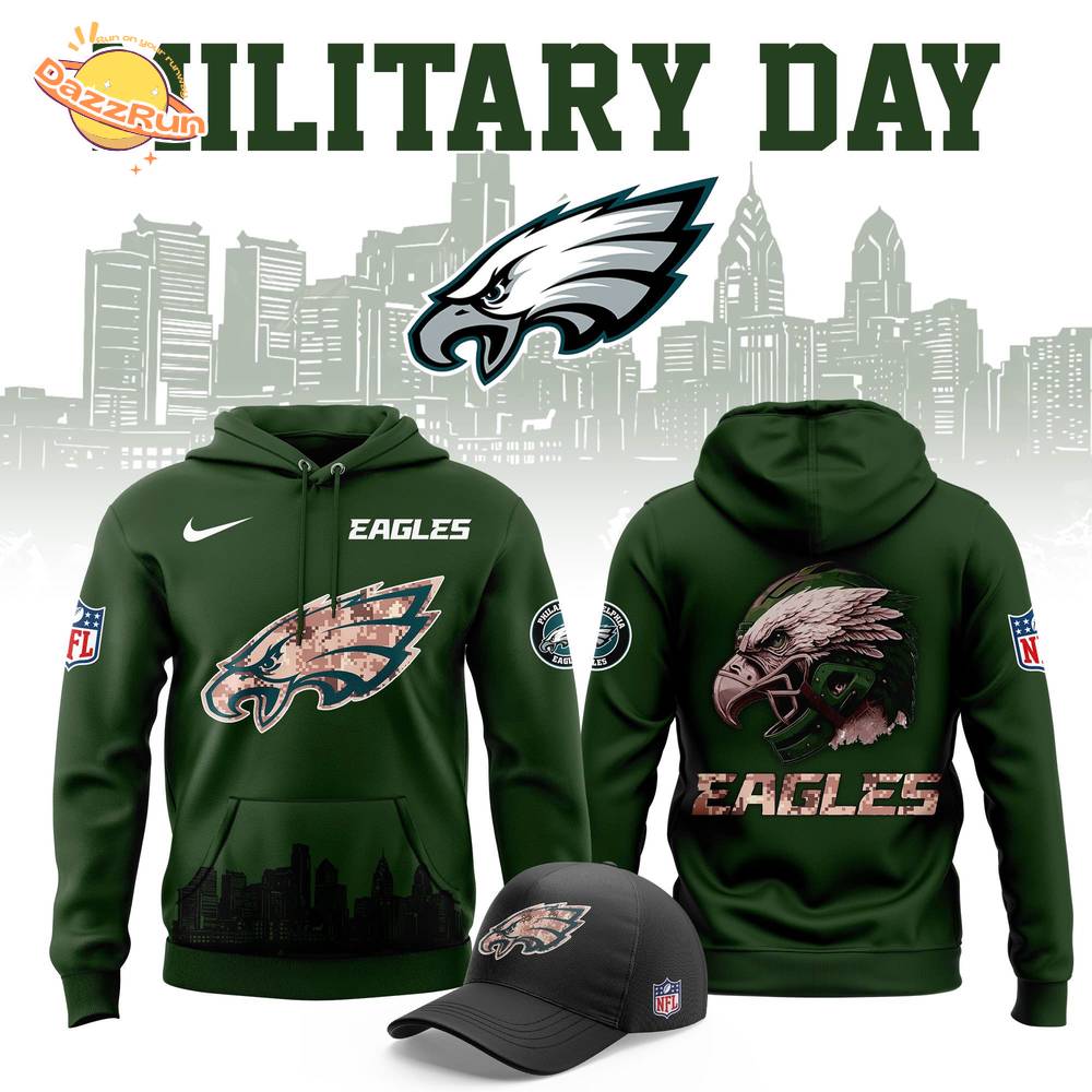 Men's Philadelphia Eagles 2025 Military Day Hoodie (V2) Men's Philadelphia Eagles 2025 Military Day Hoodie (V2)
