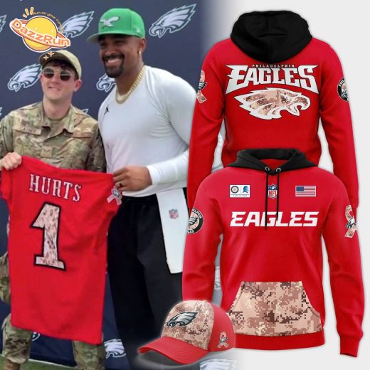 Men’s Philadelphia Eagles 2025 Military Day Red Hoodie