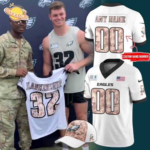 Men’s Philadelphia Eagles White 2025 Military Appreciation Day Jersey
