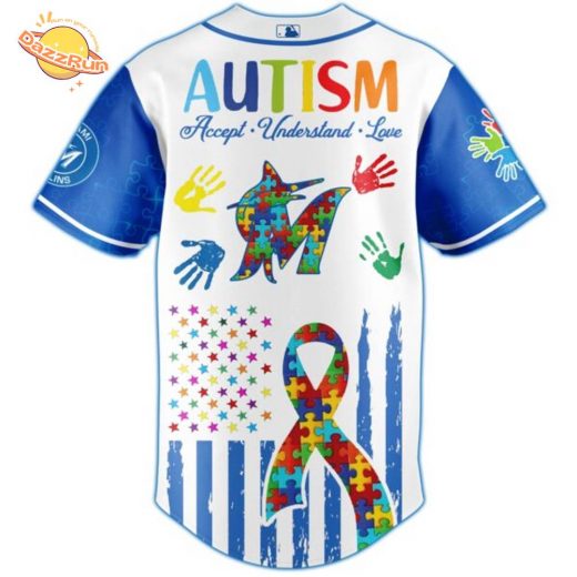 Dazzrun2FMiami Marlins Special Autism Awareness Month Limited Edition Jersey 3