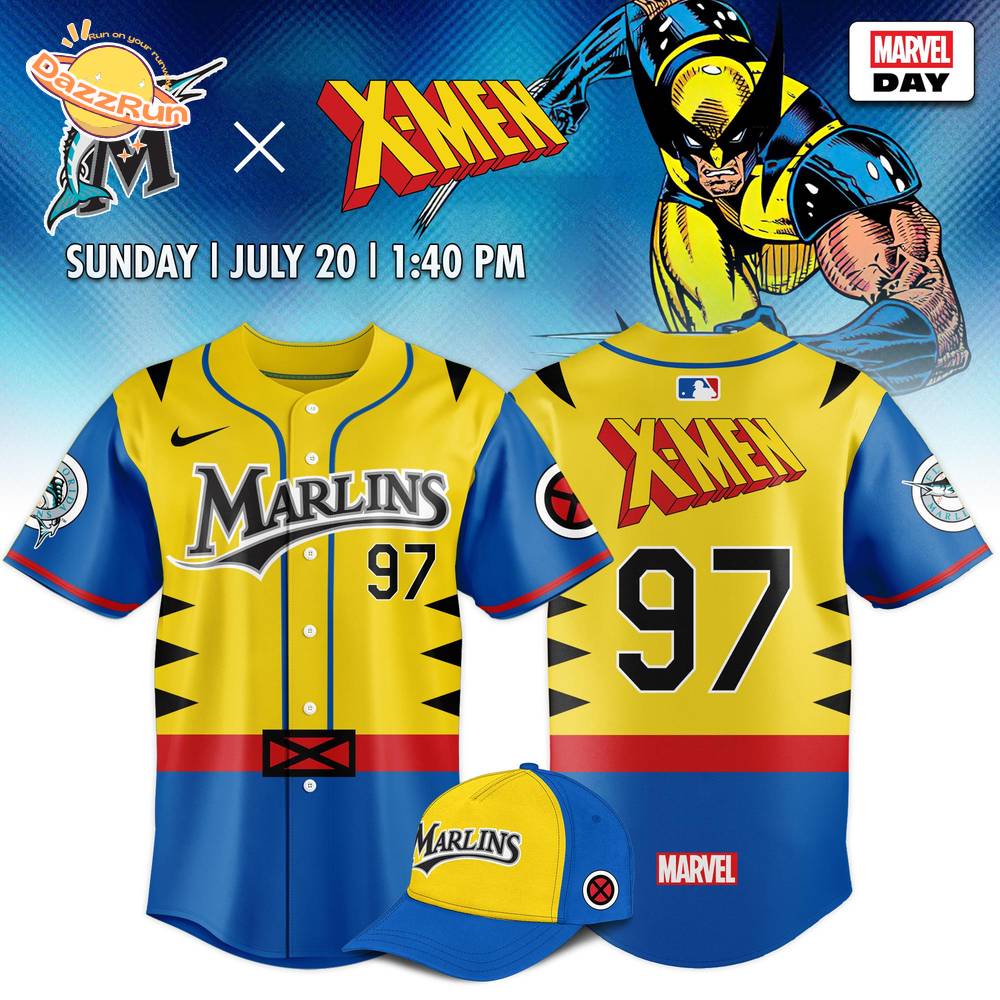 Miami Marlins x X-Men Limited Edition Custom Number Jersey 2025 Miami Marlins x X-Men Limited Edition Custom Number Jersey 2025