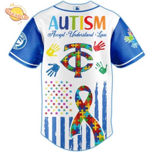 Dazzrun2FMinnesota Twins Special Autism Awareness Month Limited Edition Jersey 3